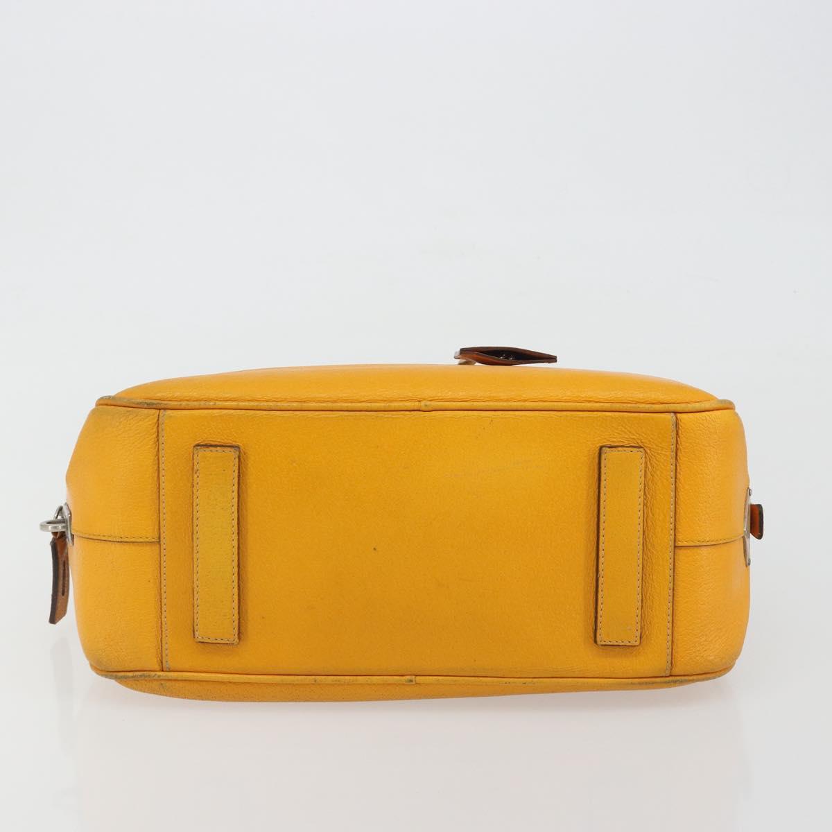 PRADA Hand Bag Leather Yellow Silver Auth ep15629