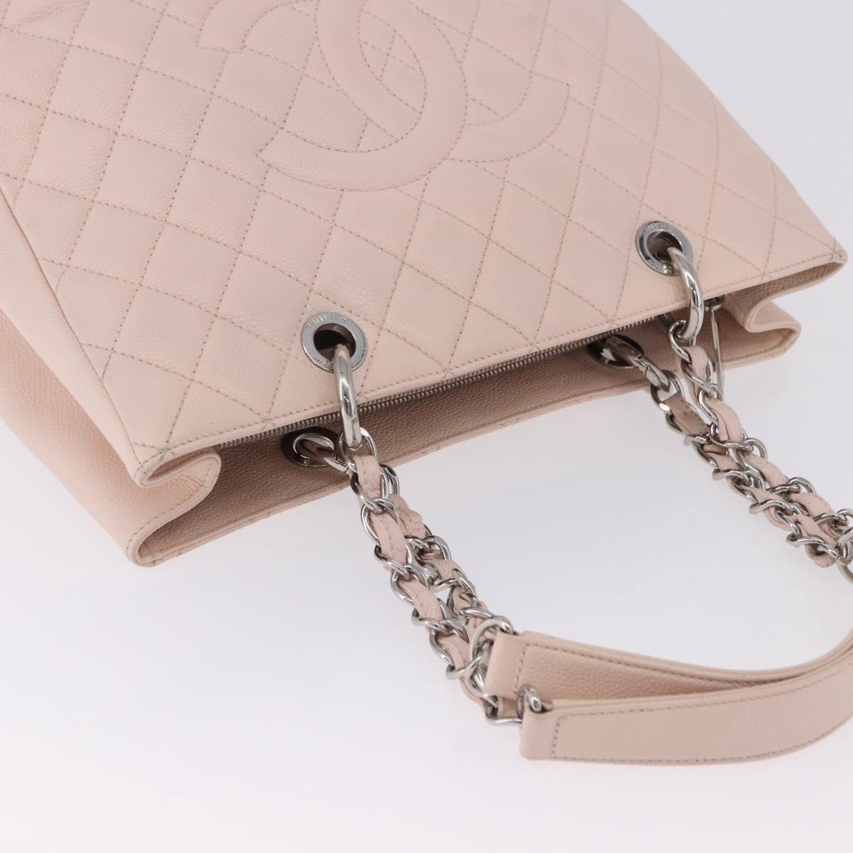 CHANEL Matelasse COCO Mark Chain Tote Bag Caviar Skin Pink CC Auth ep15632V