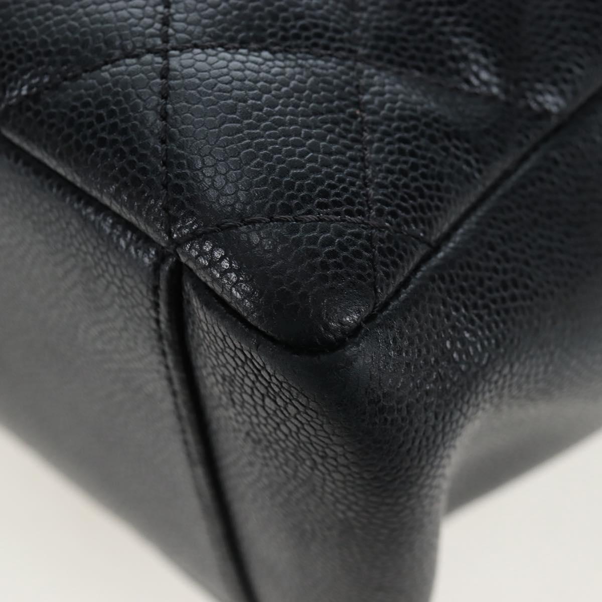 CHANEL Matelasse COCO Mark Chain Bag Caviar Skin Black Silver CC Auth ep15633V
