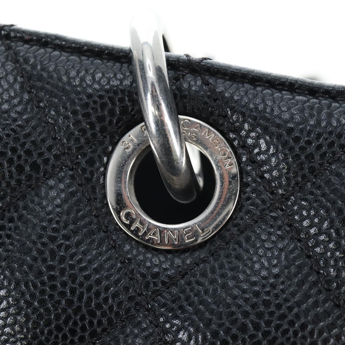 CHANEL Matelasse COCO Mark Chain Bag Caviar Skin Black Silver CC Auth ep15633V