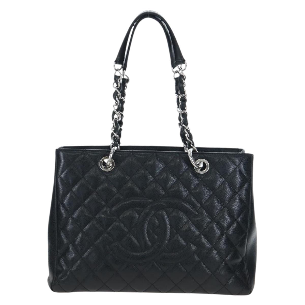 CHANEL Matelasse COCO Mark Chain Bag Caviar Skin Black Silver CC Auth ep15633V