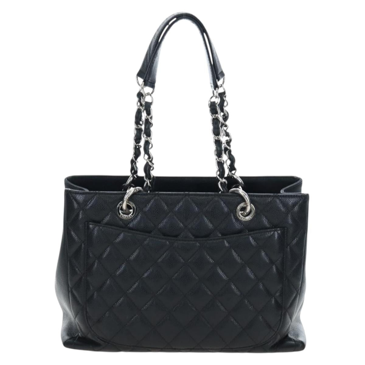 CHANEL Matelasse COCO Mark Chain Bag Caviar Skin Black Silver CC Auth ep15633V