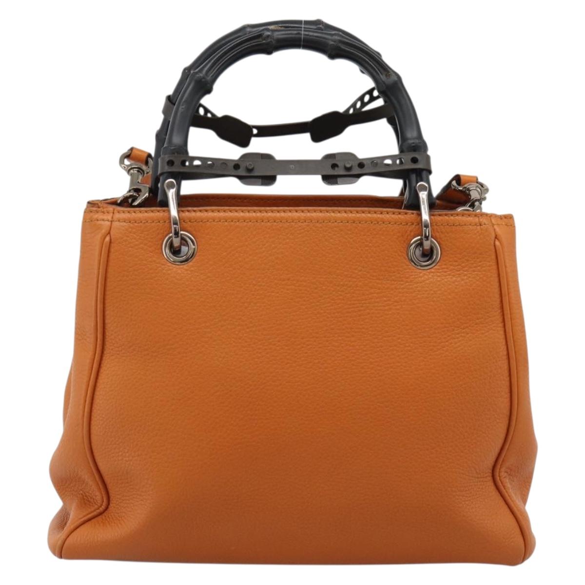 GUCCI Bamboo Hand Bag 2way Orange 336032 Auth ep15637A