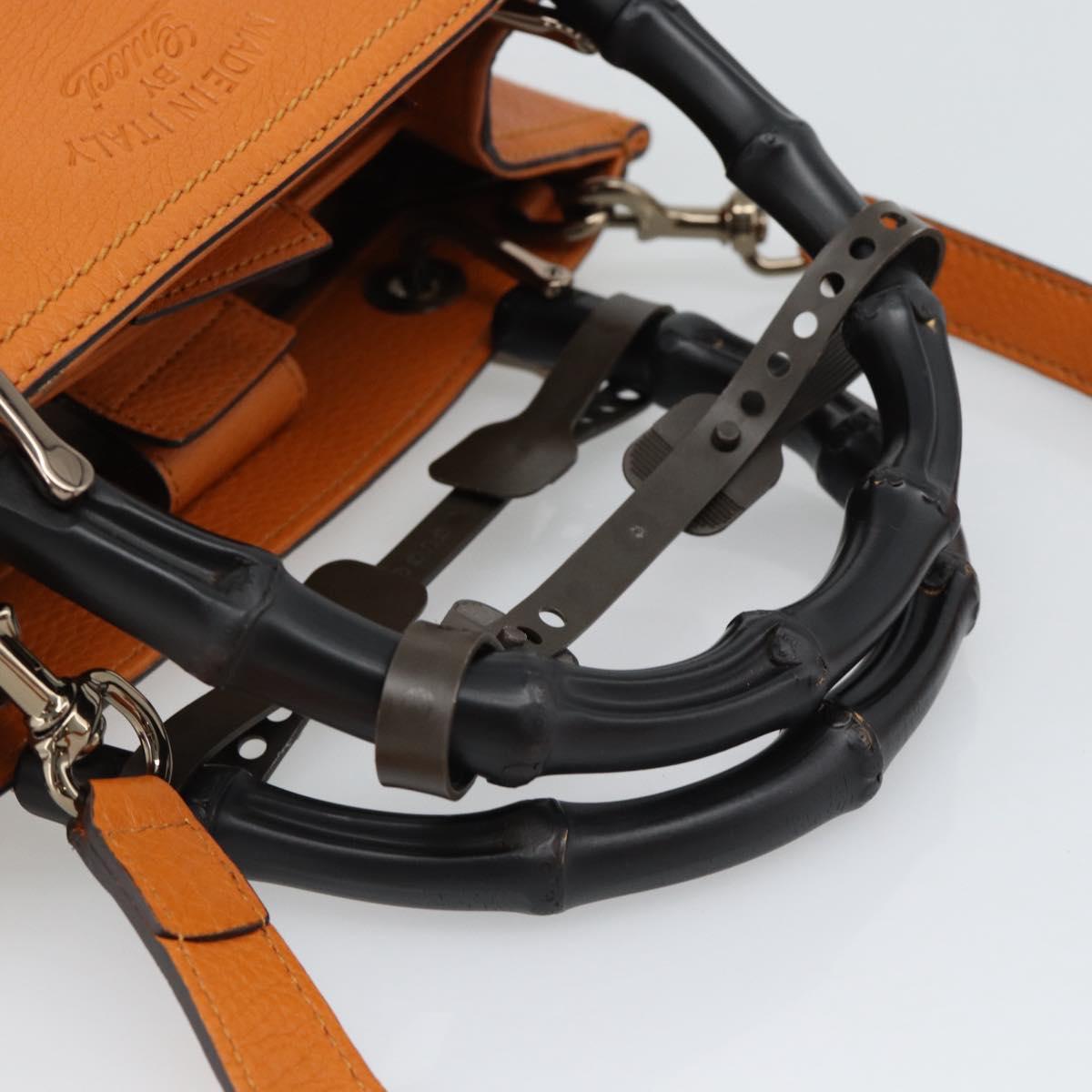 GUCCI Bamboo Hand Bag 2way Orange 336032 Auth ep15637A