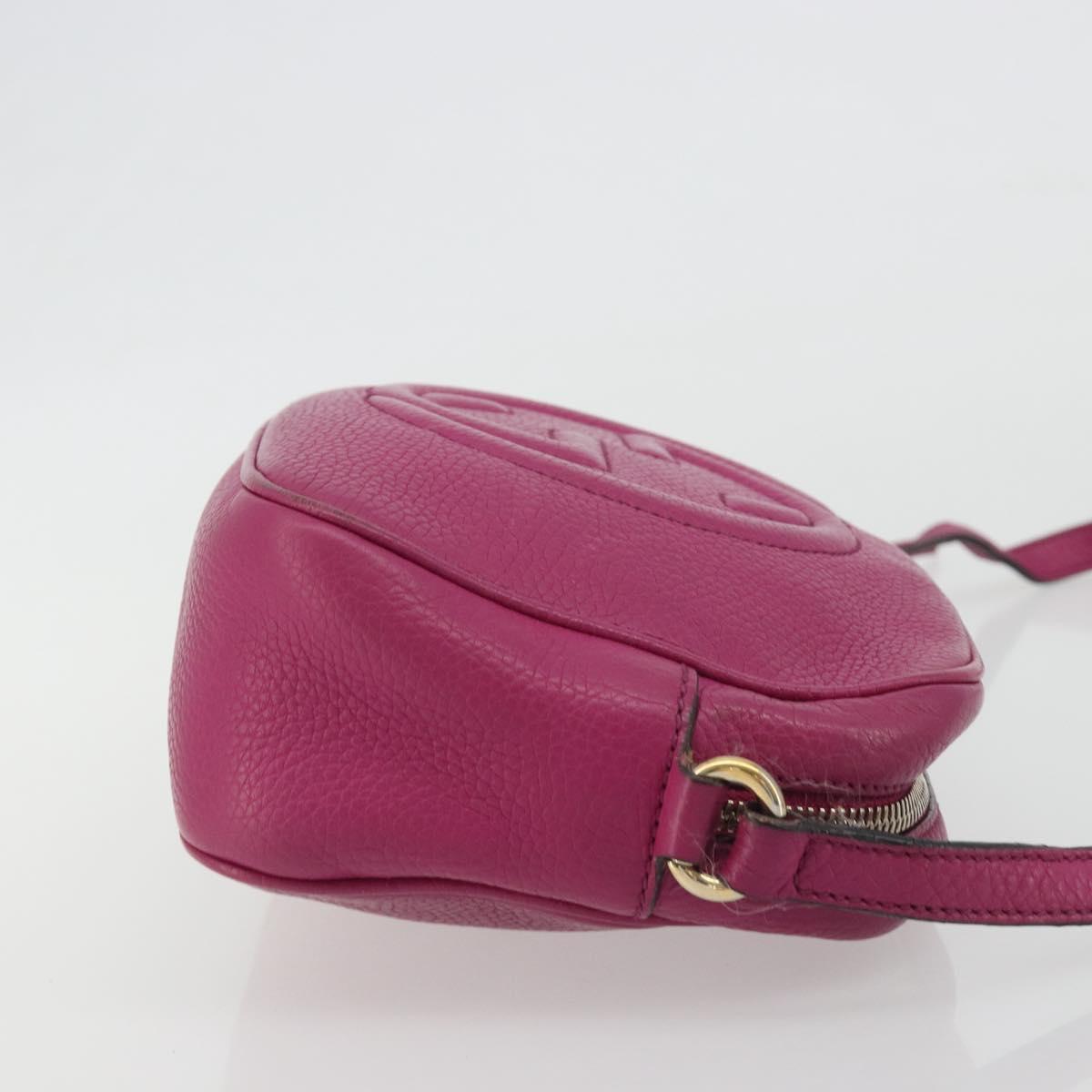 GUCCI Shoulder Bag Leather Purple Gold 308364 Auth ep15638