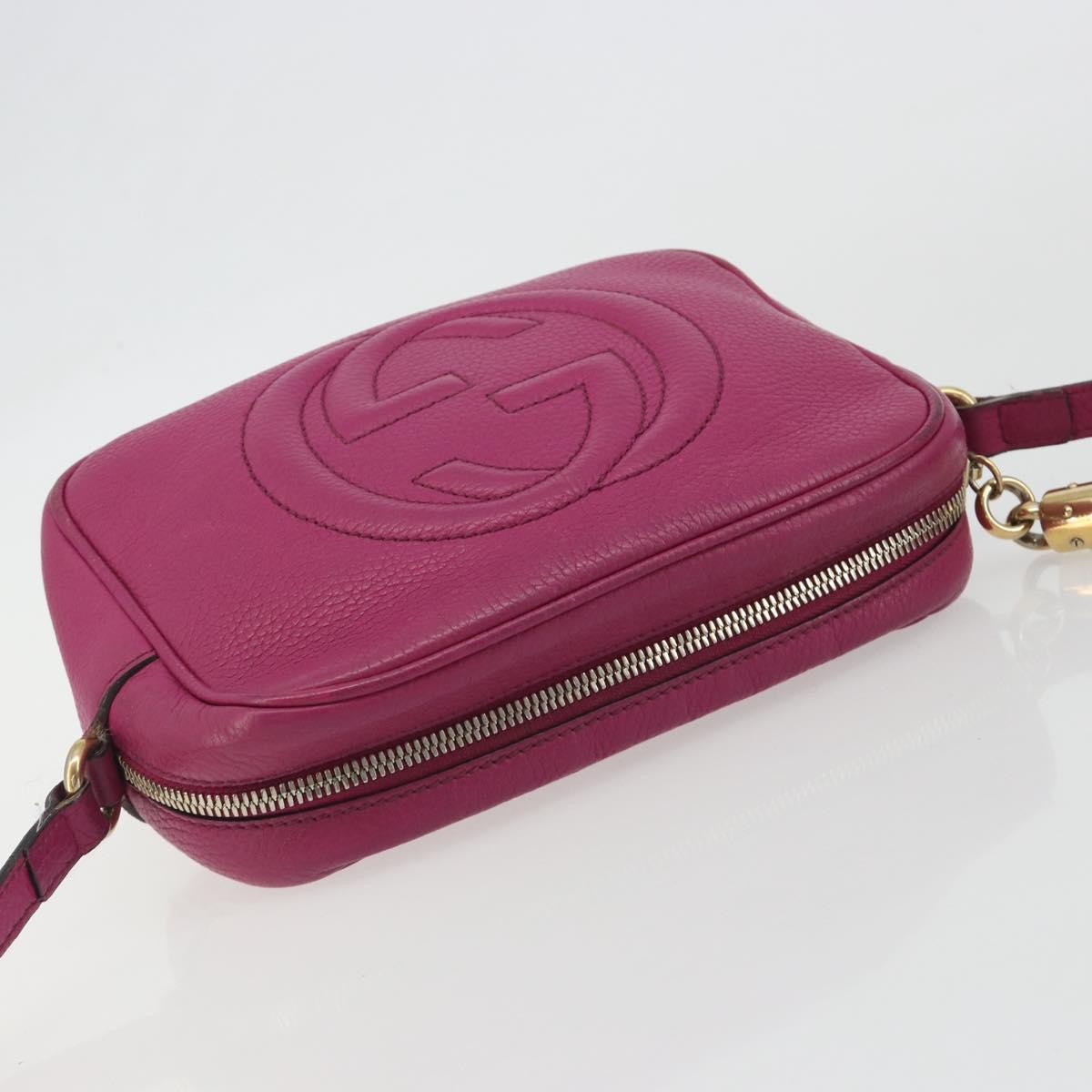 GUCCI Shoulder Bag Leather Purple Gold 308364 Auth ep15638