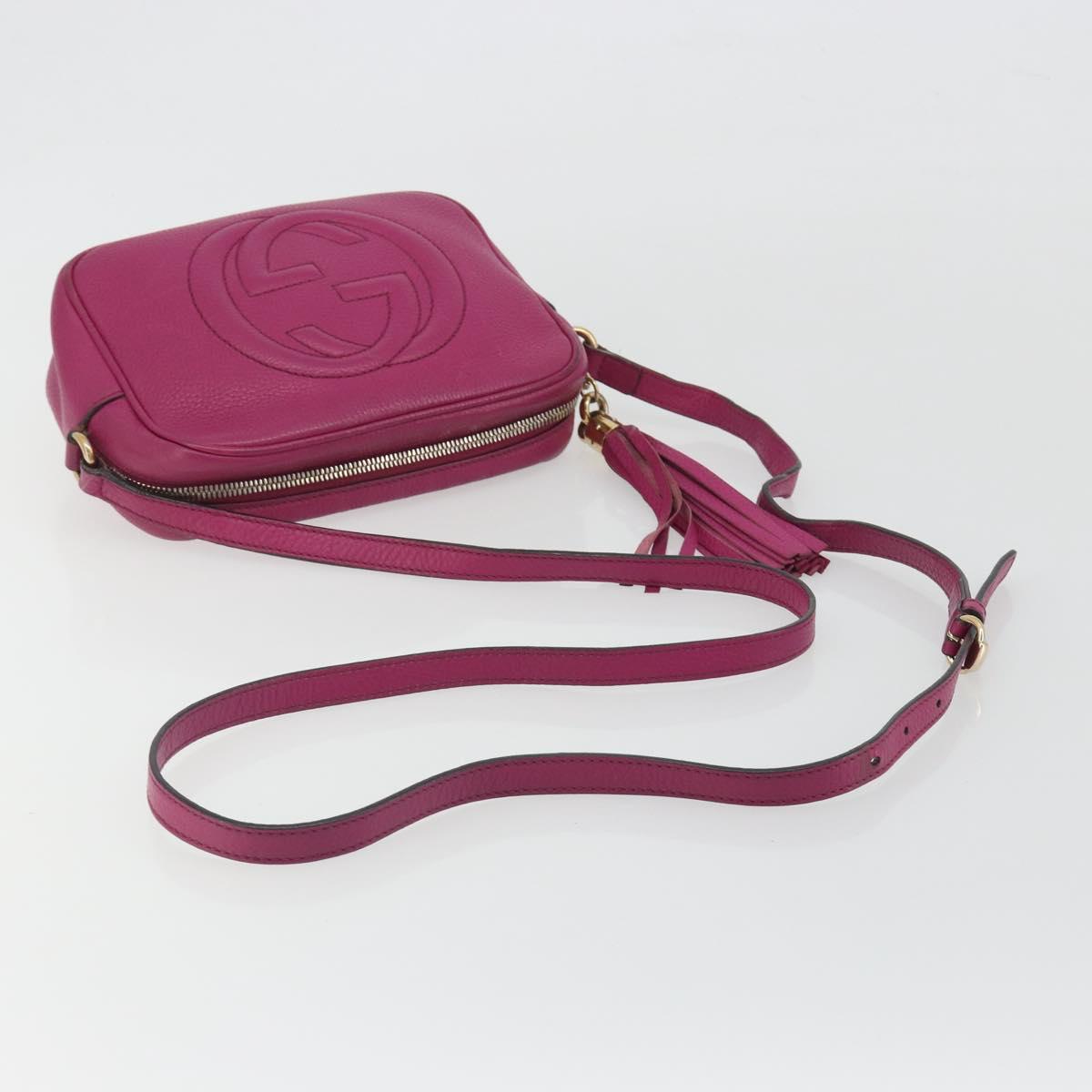 GUCCI Shoulder Bag Leather Purple Gold 308364 Auth ep15638