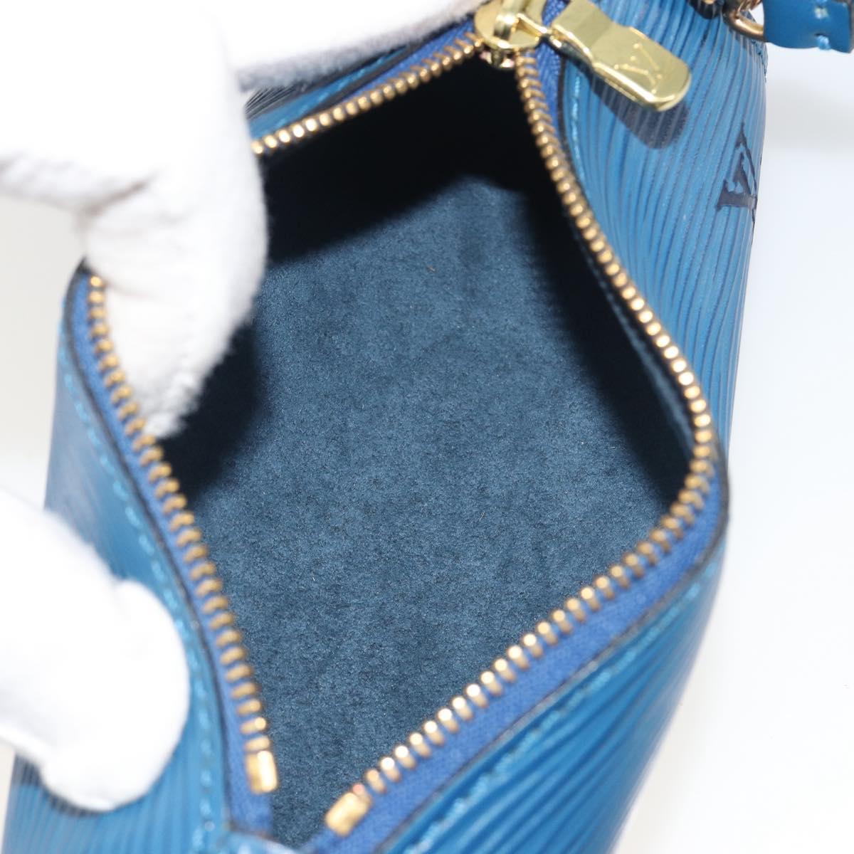LOUIS VUITTON Epi Soufflot Pouch Blue LV Auth ep15642
