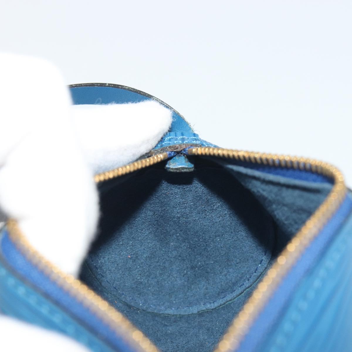 LOUIS VUITTON Epi Soufflot Pouch Blue LV Auth ep15642