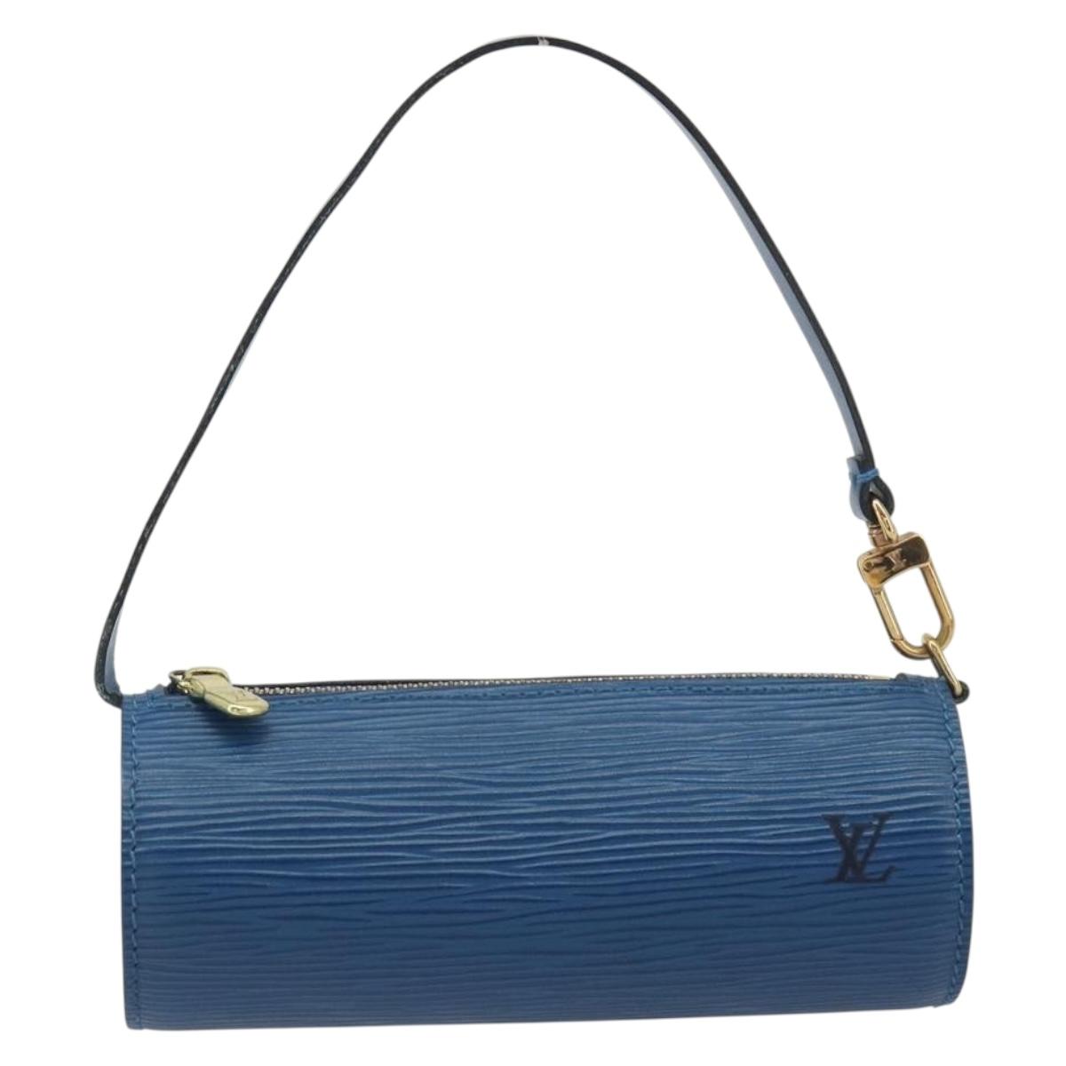 LOUIS VUITTON Epi Soufflot Pouch Blue LV Auth ep15642
