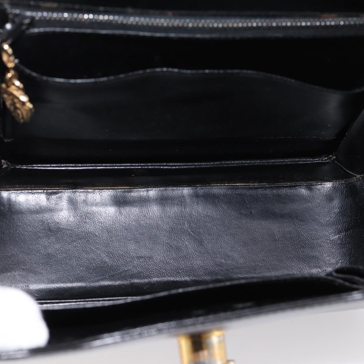 GUCCI Hand Bag Leather Black Gold Tone Auth ep15645