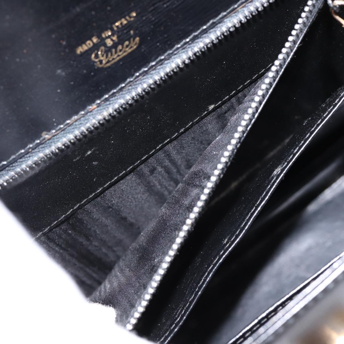 GUCCI Hand Bag Leather Black Gold Tone Auth ep15645