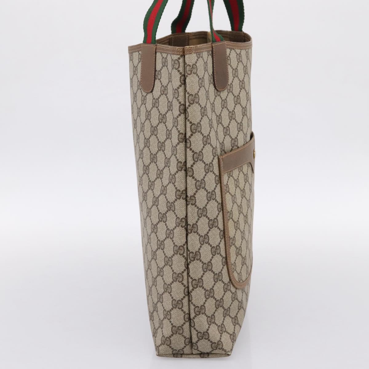 GUCCI GG Supreme Tote Bag PVC Leather Beige Gold Tone 39 02 003 Auth ep15647A