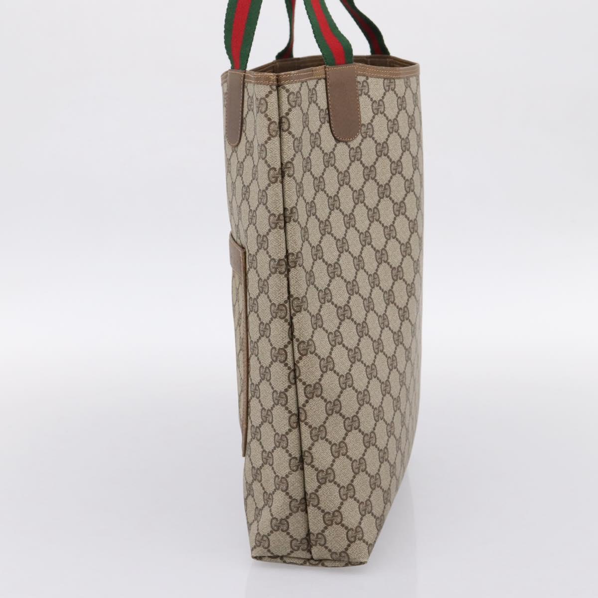 GUCCI GG Supreme Tote Bag PVC Leather Beige Gold Tone 39 02 003 Auth ep15647A