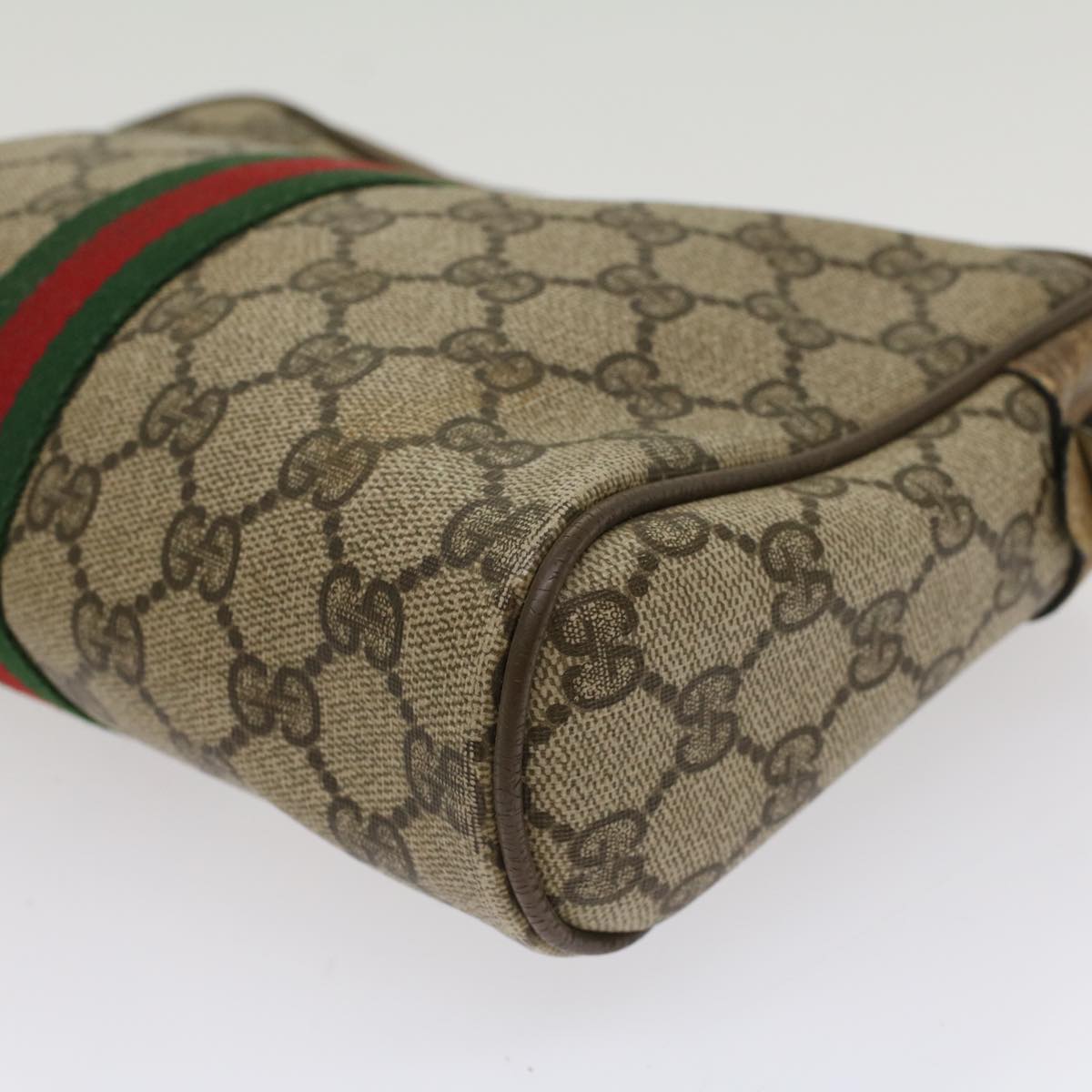 GUCCI GG Canvas Web Sherry Line Clutch Bag Beige Red Green 89 01 012 Auth ep1565