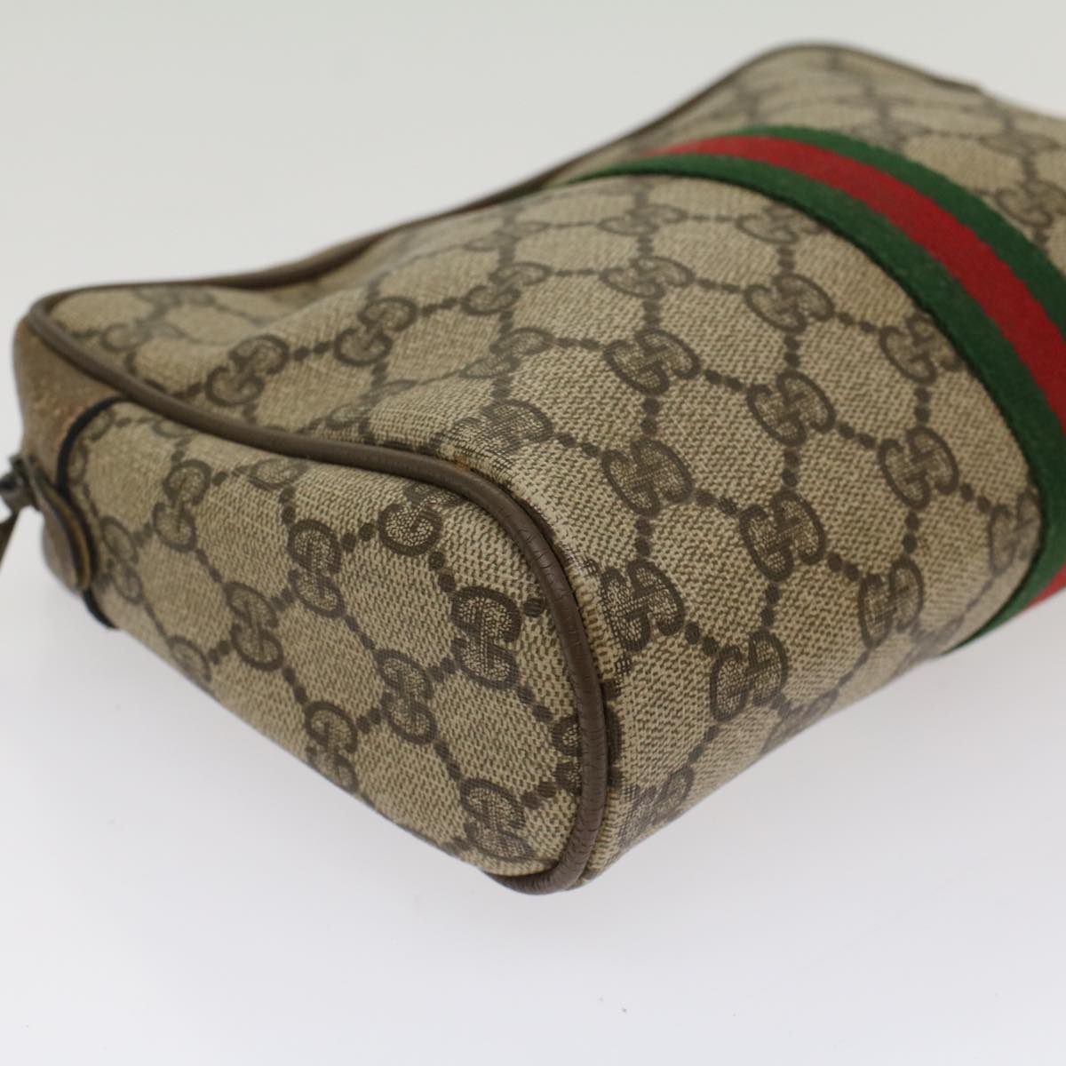 GUCCI GG Canvas Web Sherry Line Clutch Bag Beige Red Green 89 01 012 Auth ep1565