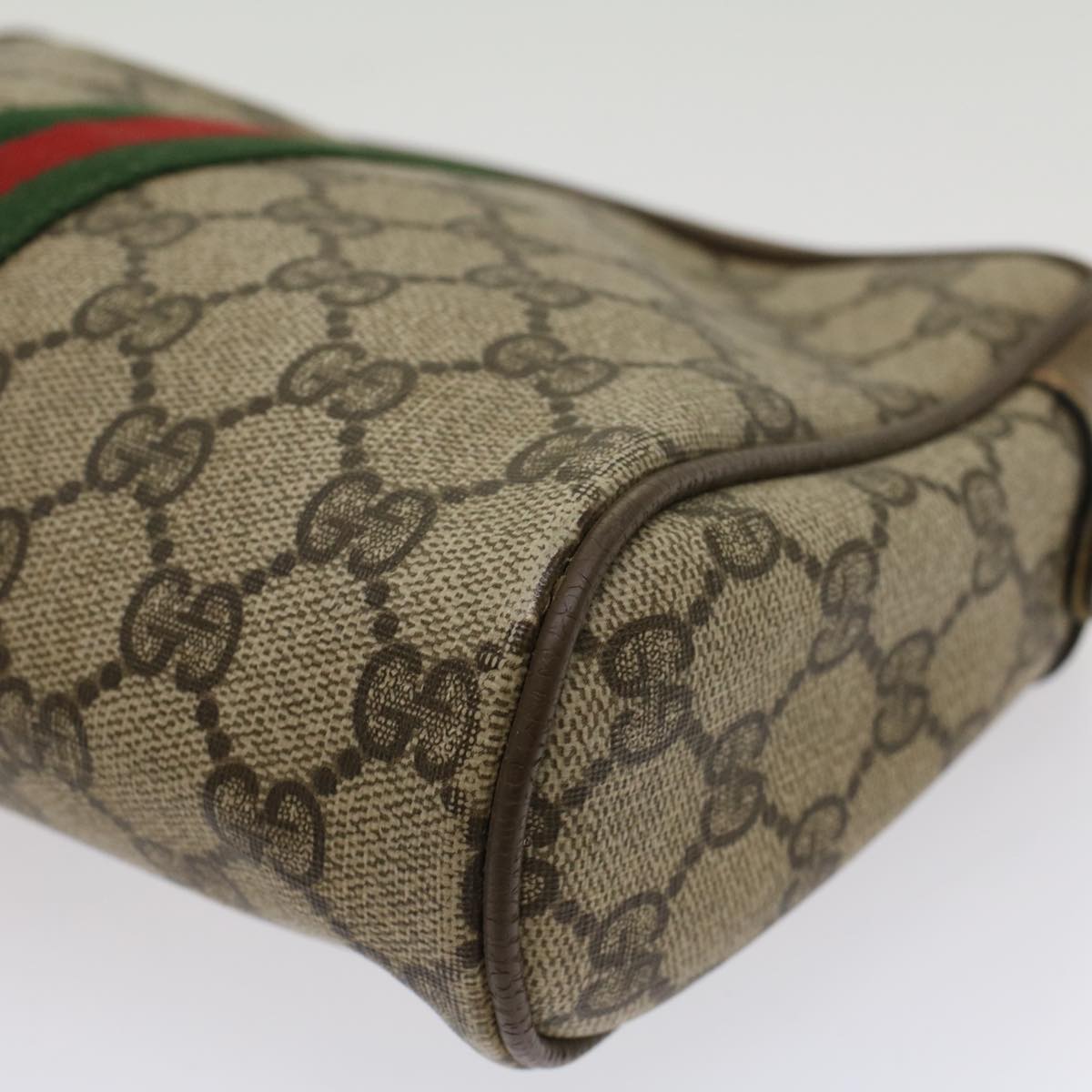 GUCCI GG Canvas Web Sherry Line Clutch Bag Beige Red Green 89 01 012 Auth ep1565