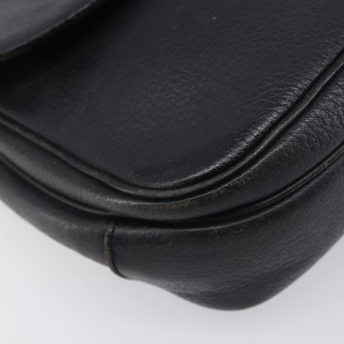 Burberrys Shoulder Bag Leather Black Gold Tone Auth ep15651
