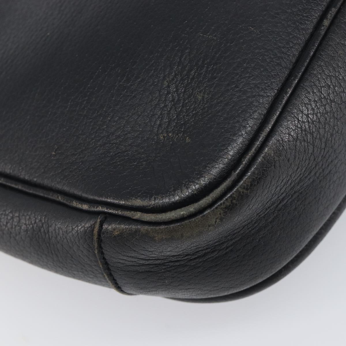 Burberrys Shoulder Bag Leather Black Gold Tone Auth ep15651