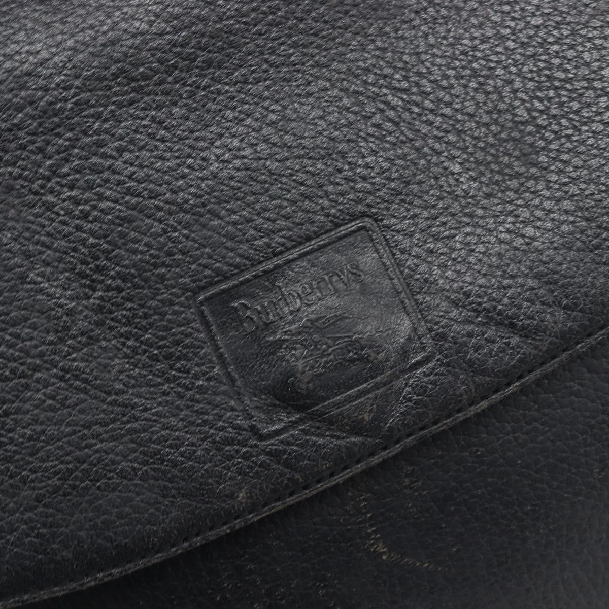 Burberrys Shoulder Bag Leather Black Gold Tone Auth ep15651