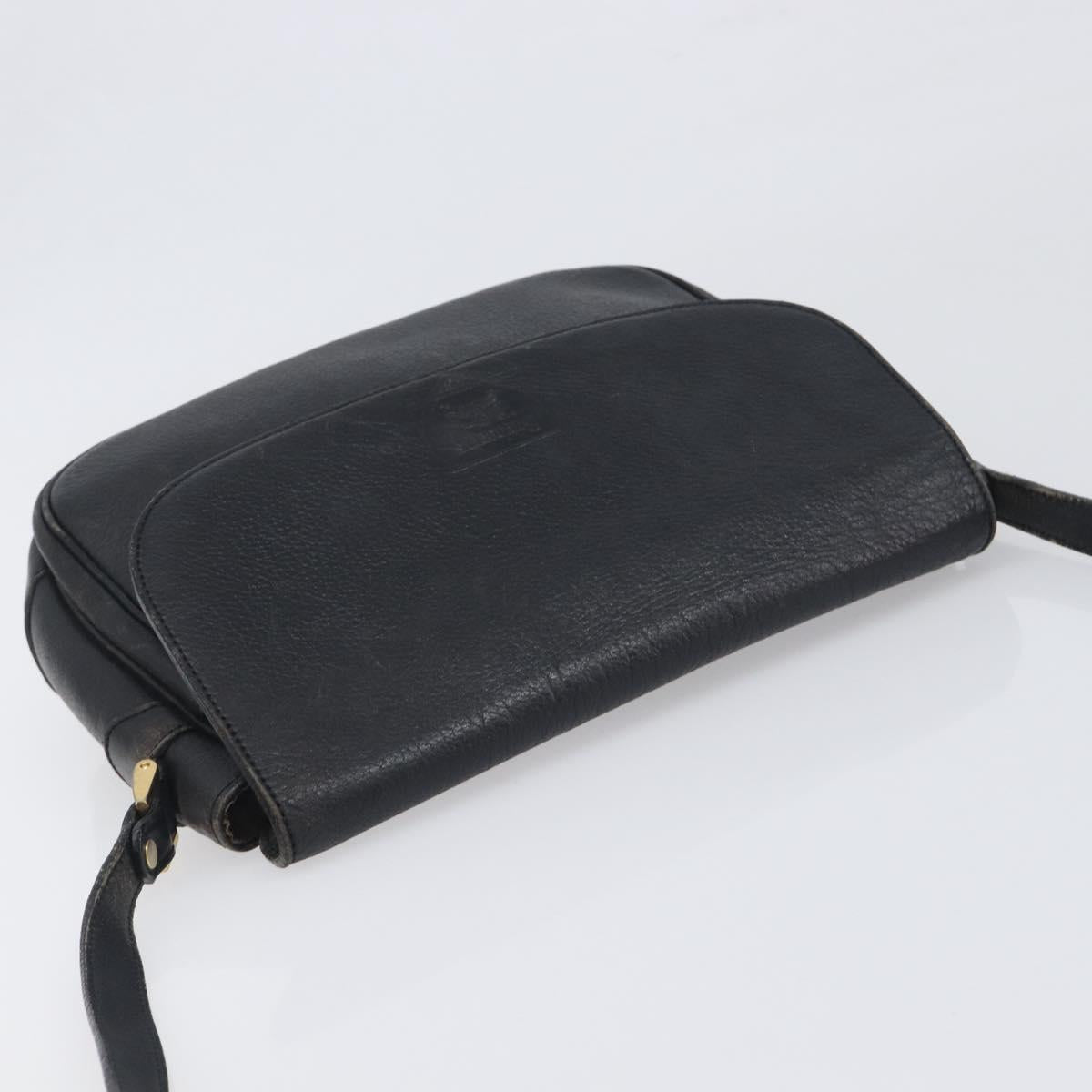 Burberrys Shoulder Bag Leather Black Gold Tone Auth ep15651
