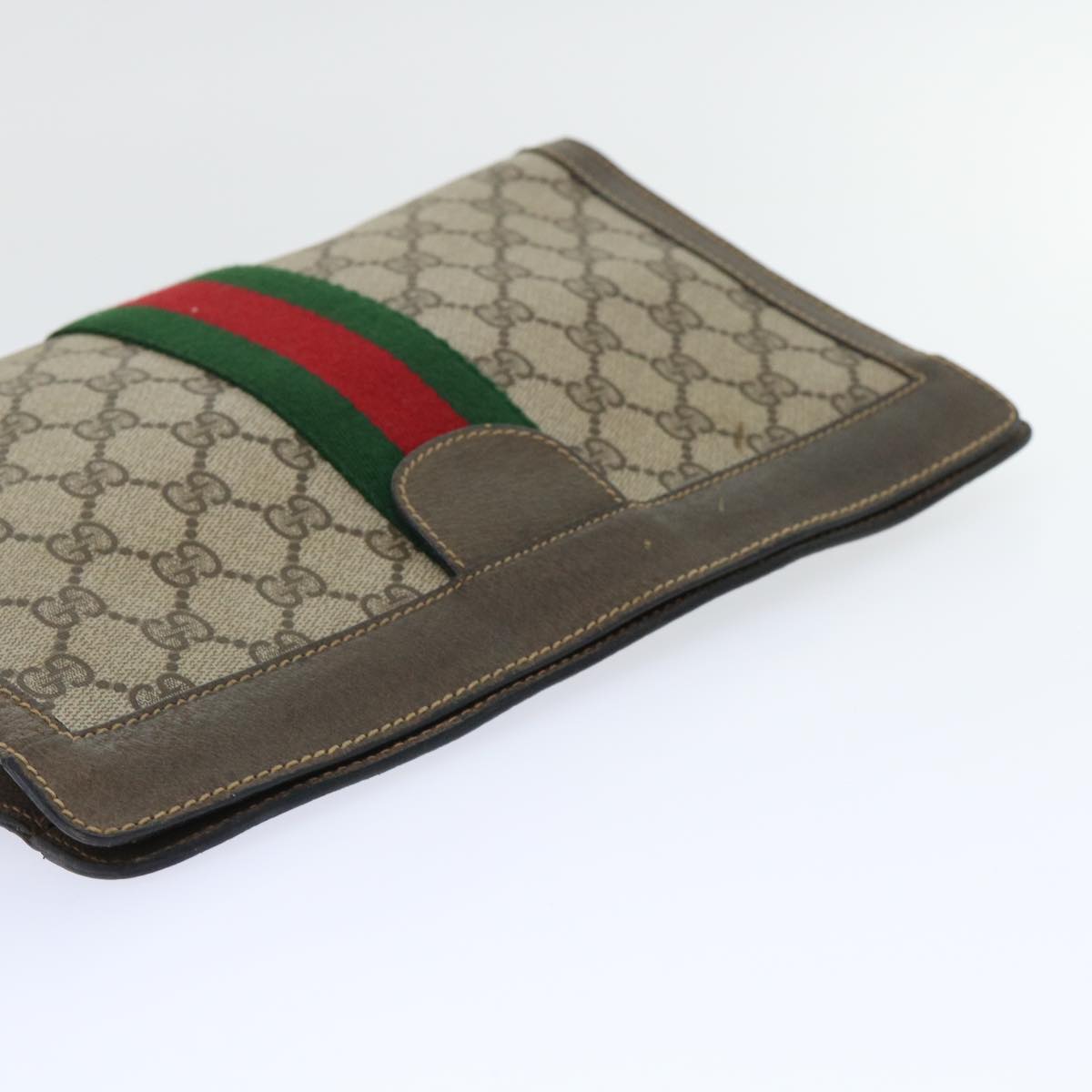 GUCCI GG Canvas Web Sherry Line Clutch Bag Beige Red Green 89 01 002 Auth ep1566