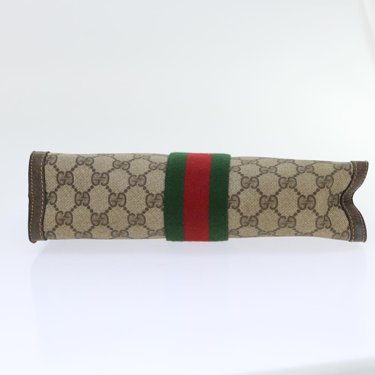 GUCCI GG Canvas Web Sherry Line Clutch Bag Beige Red Green 89 01 002 Auth ep1566