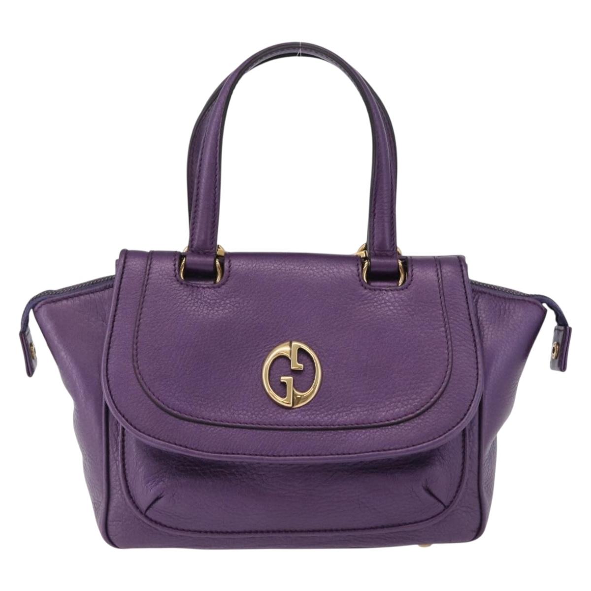 GUCCI Hand Bag Leather Purple Gold Tone 282481 Auth ep15662V