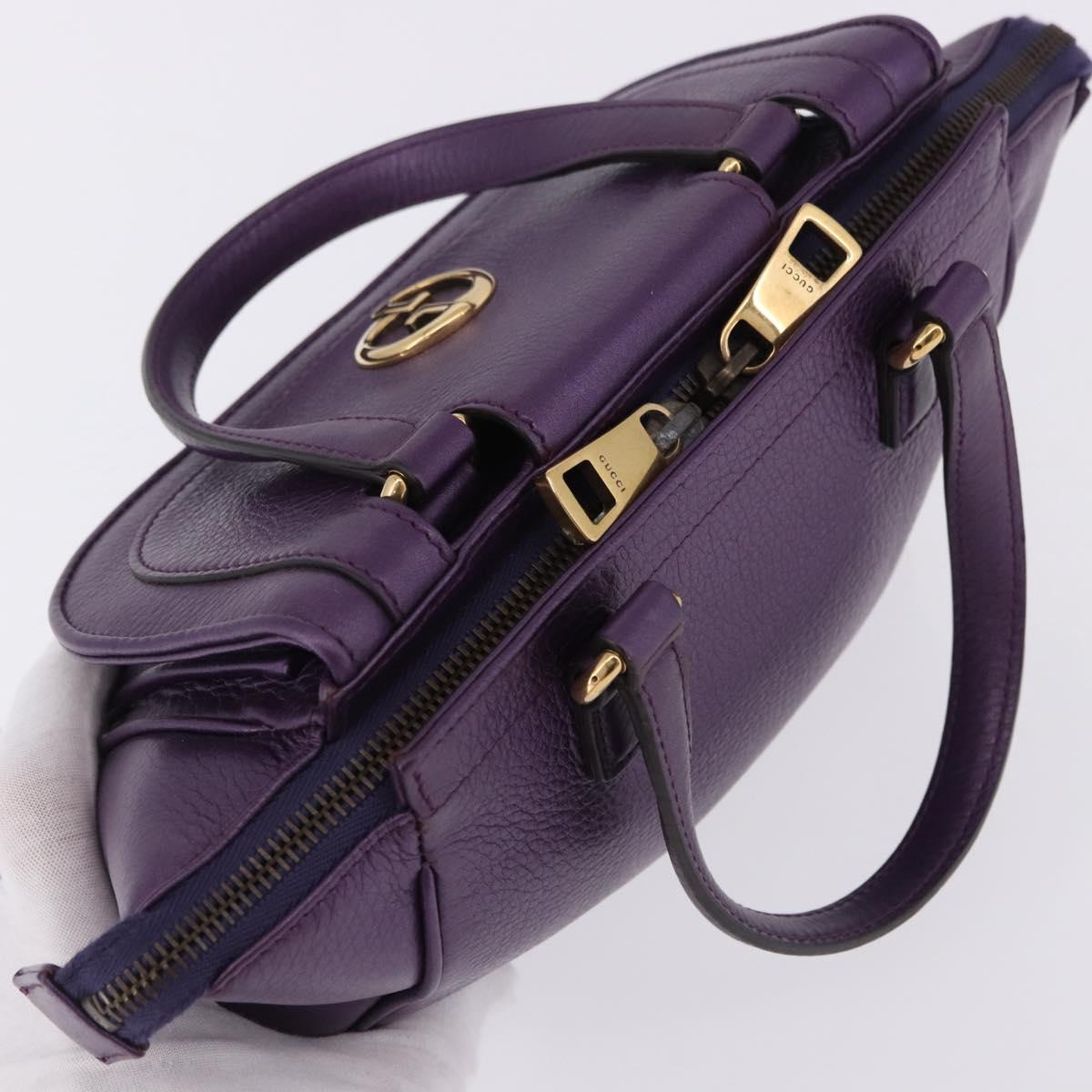 GUCCI Hand Bag Leather Purple Gold Tone 282481 Auth ep15662V