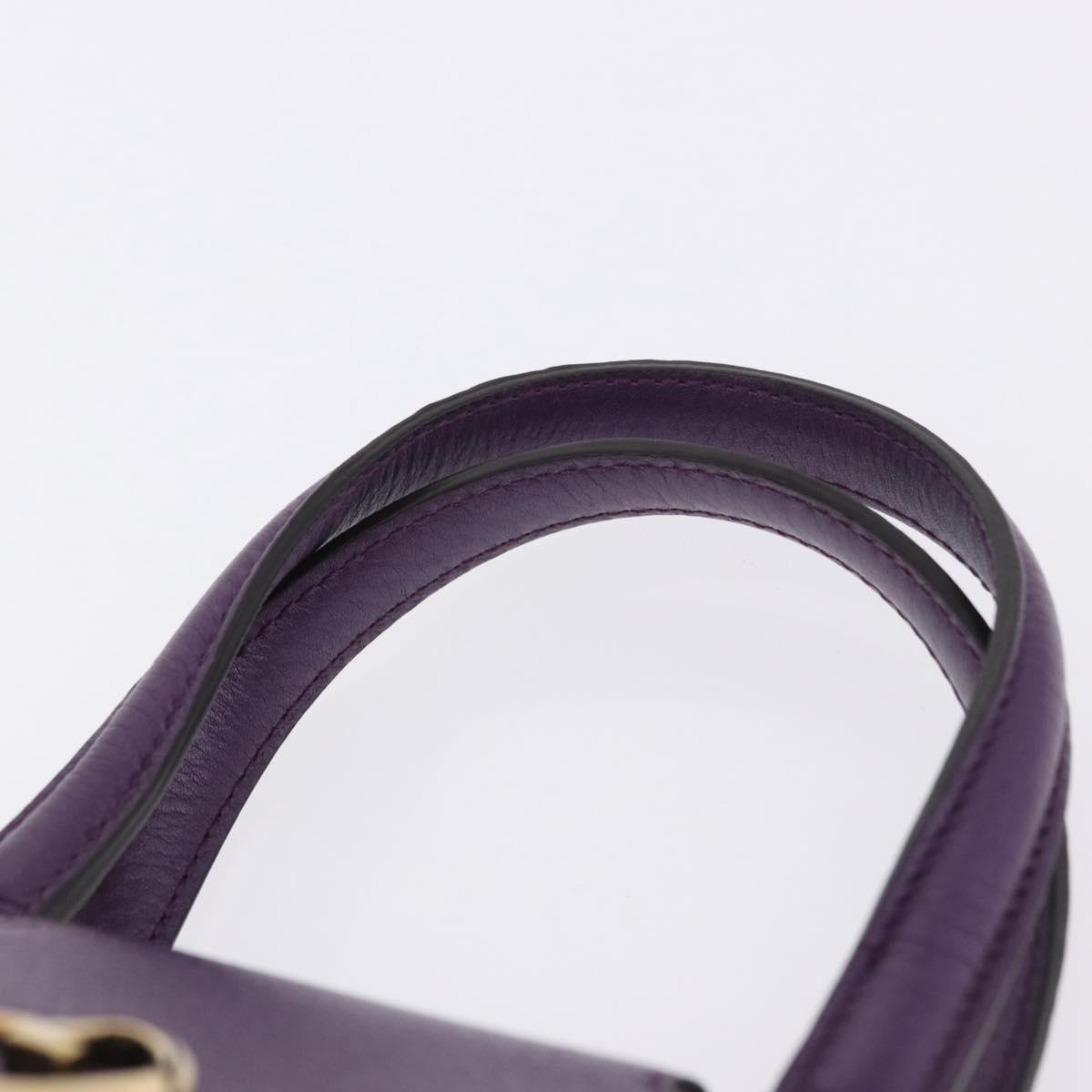 GUCCI Hand Bag Leather Purple Gold Tone 282481 Auth ep15662V