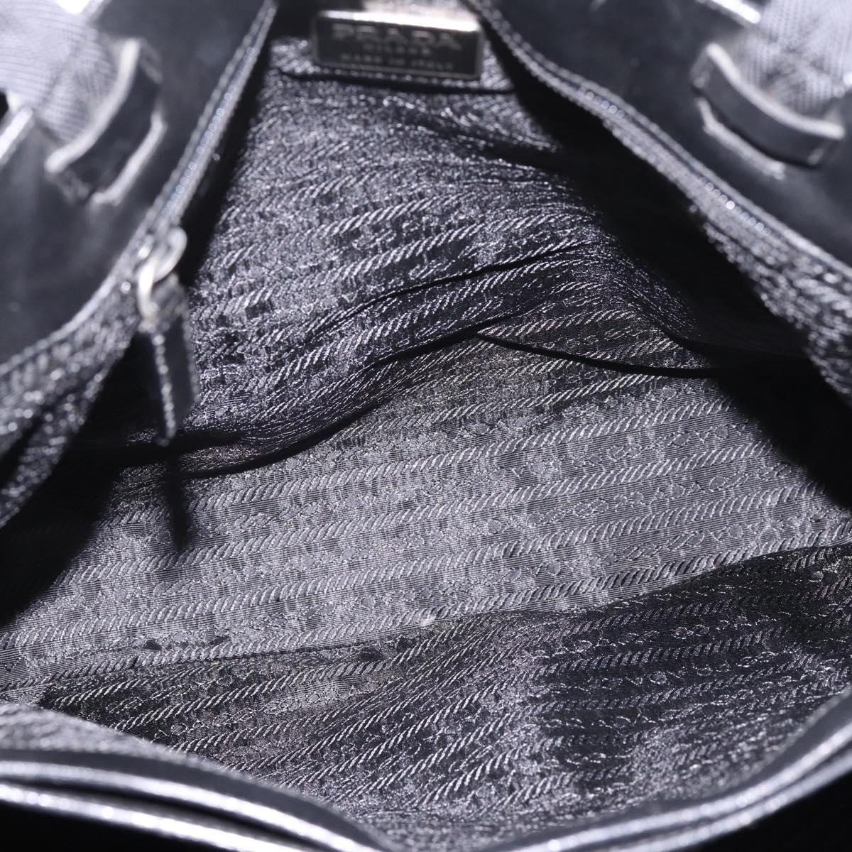 PRADA Tote Bag Leather Black Auth ep15663