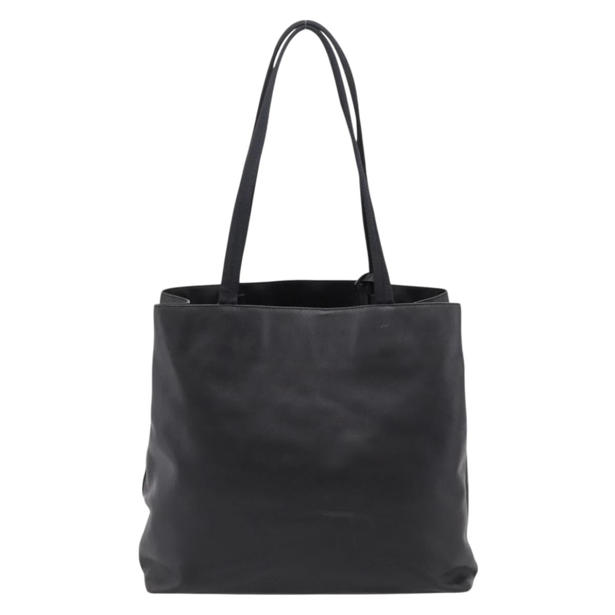 PRADA Tote Bag Leather Black Auth ep15663