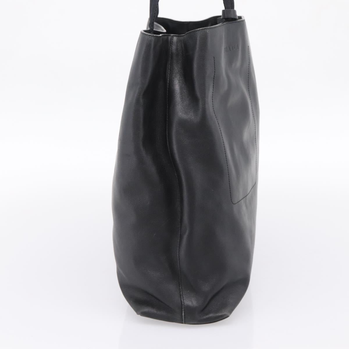 PRADA Tote Bag Leather Black Auth ep15663