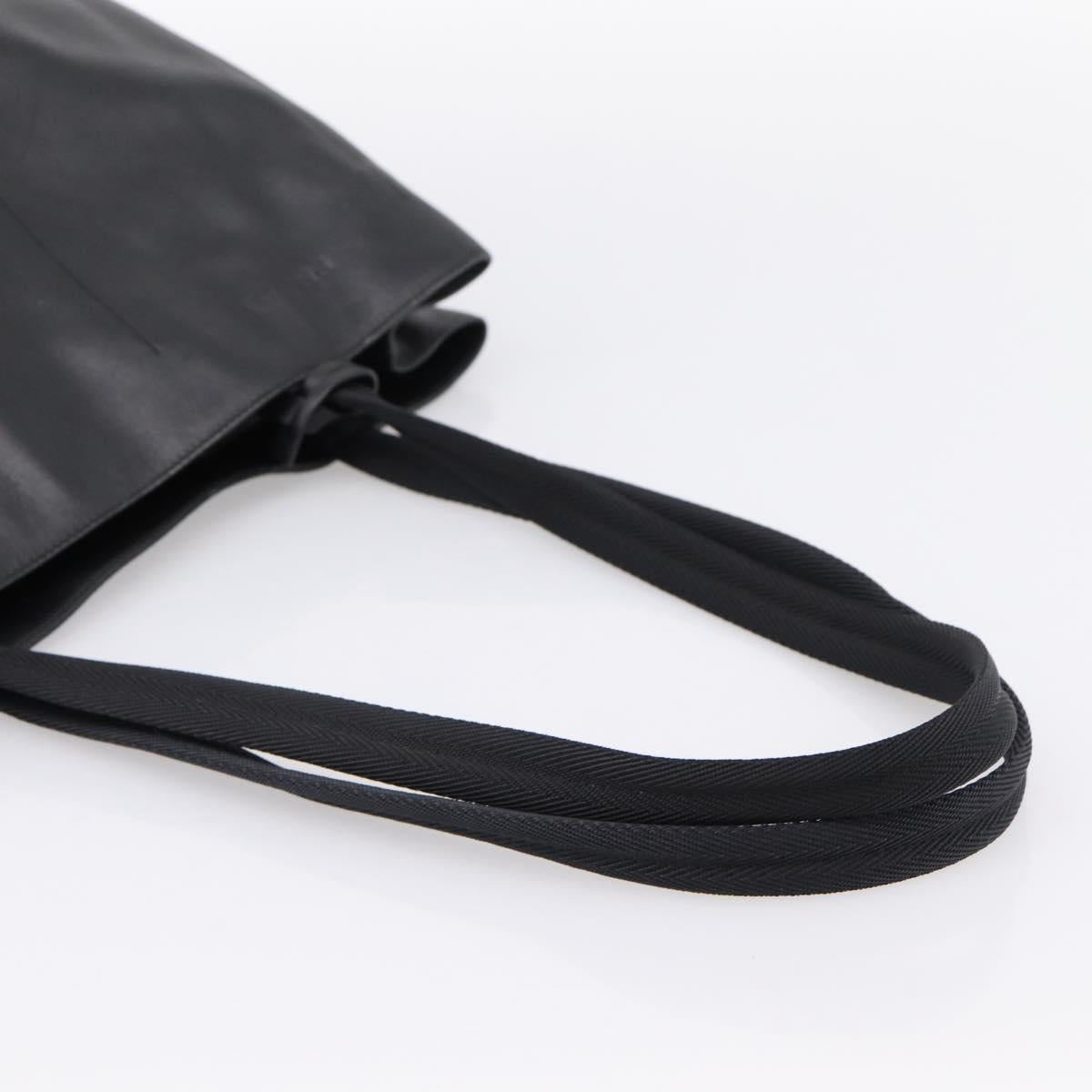 PRADA Tote Bag Leather Black Auth ep15663