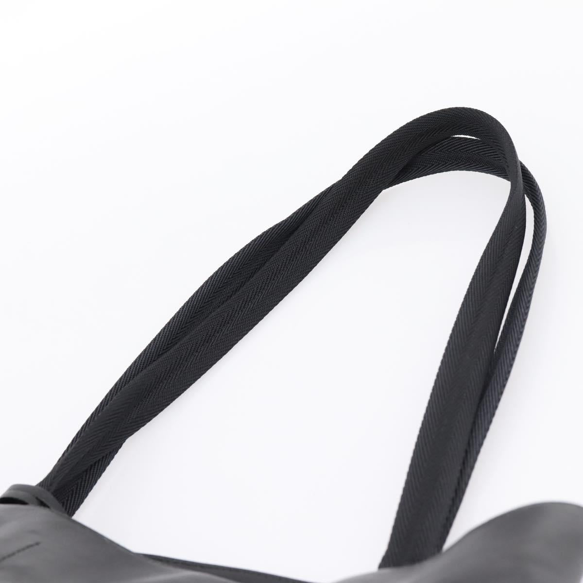 PRADA Tote Bag Leather Black Auth ep15663