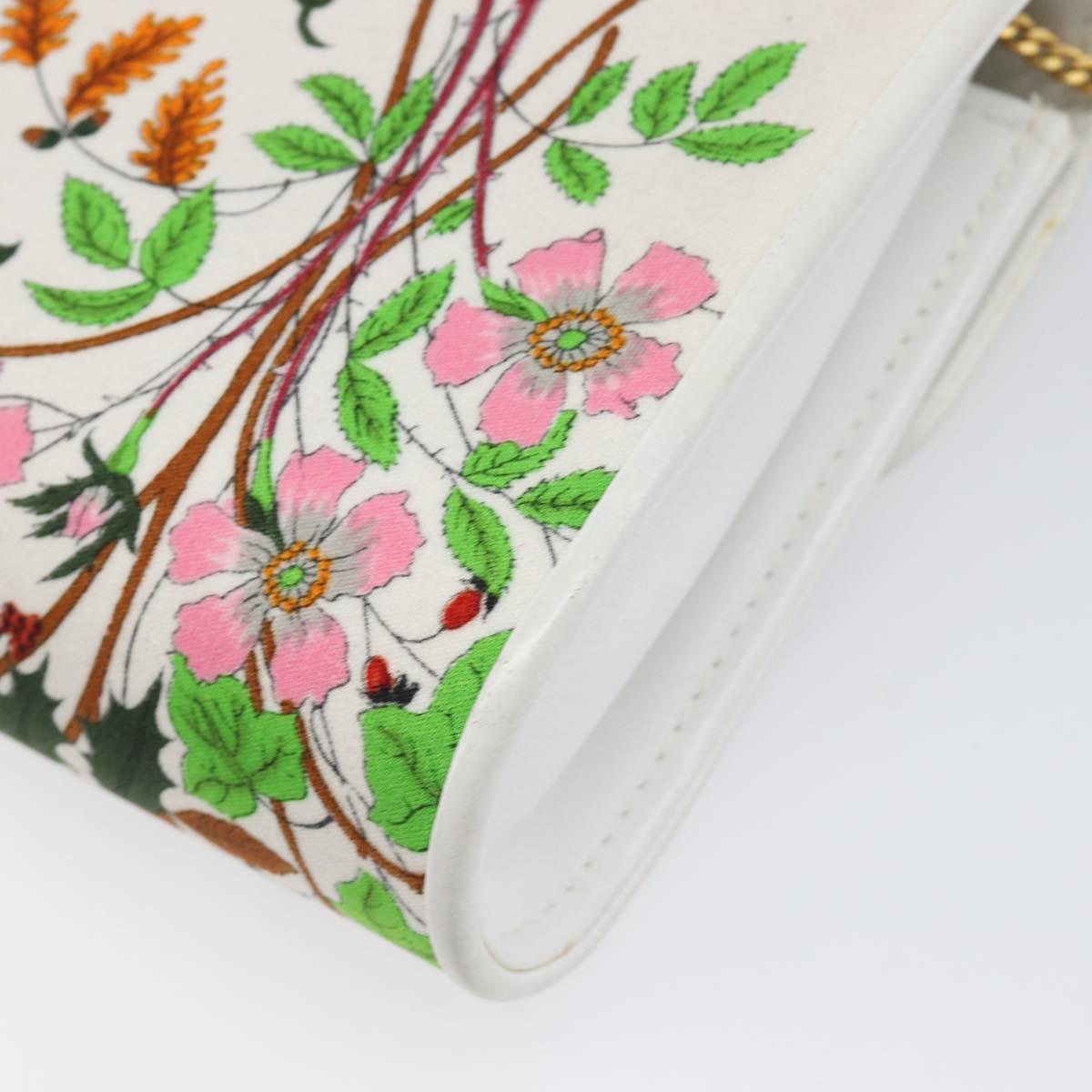 GUCCI Flower Chain Shoulder Bag Canvas Multicolor Auth ep15665A