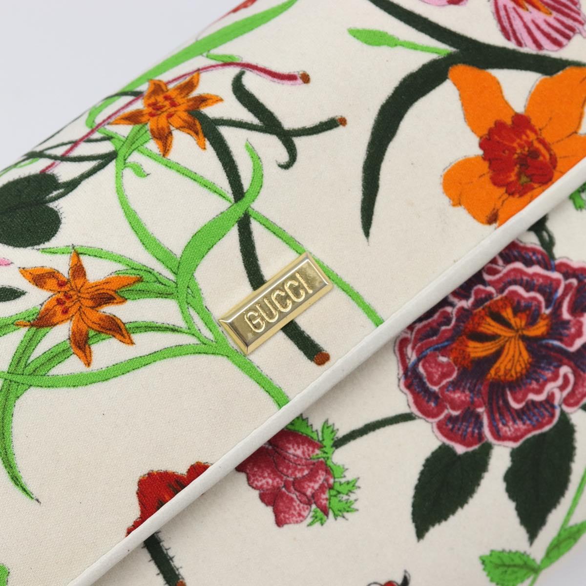 GUCCI Flower Chain Shoulder Bag Canvas Multicolor Auth ep15665A