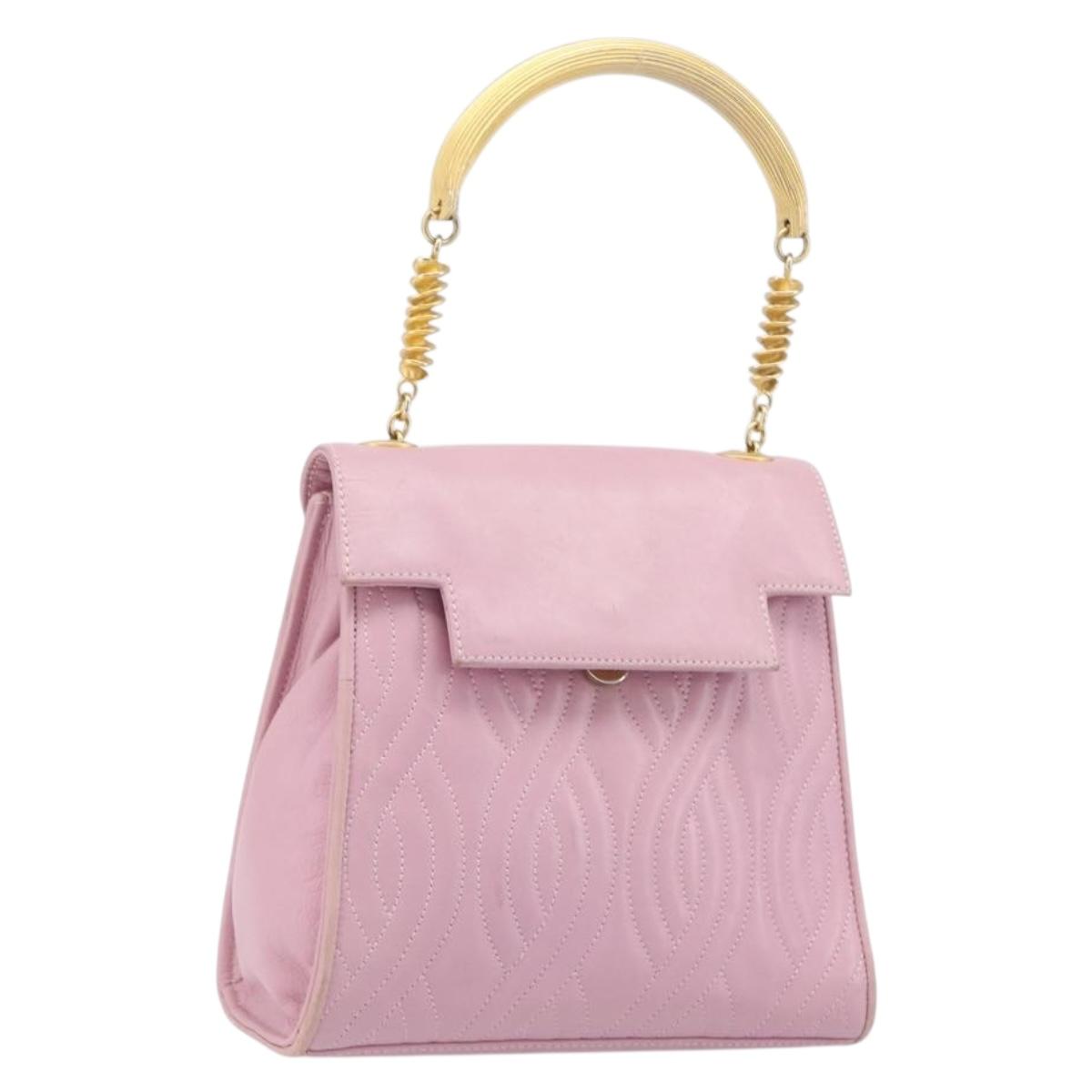 FENDI Hand Bag Leather Pink Gold Tone Auth ep15666A