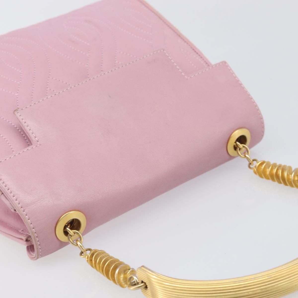 FENDI Hand Bag Leather Pink Gold Tone Auth ep15666A