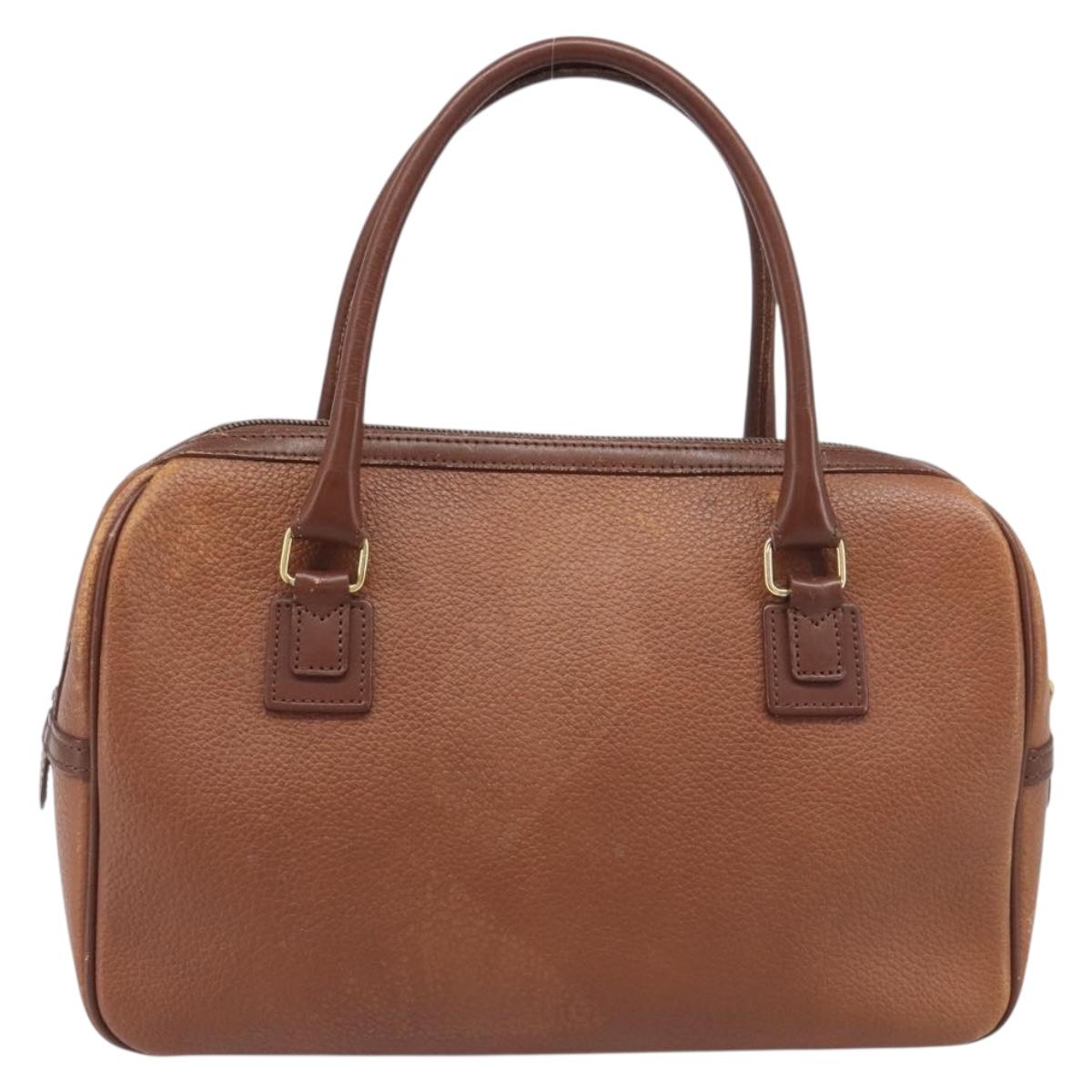 Burberrys Hand Bag Leather Brown Gold Tone Auth ep15667