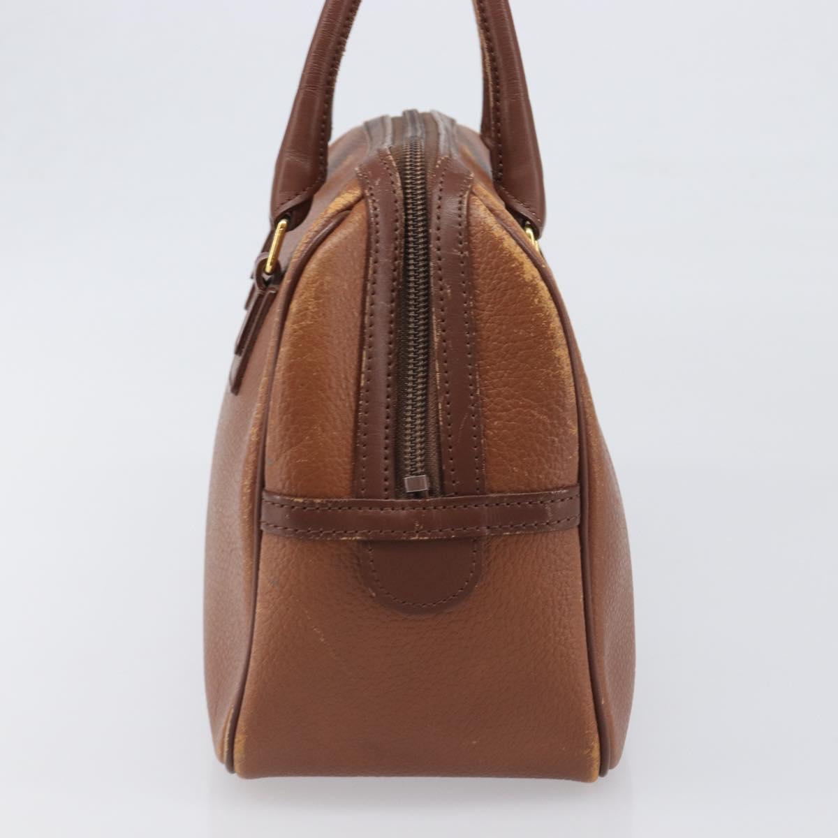 Burberrys Hand Bag Leather Brown Gold Tone Auth ep15667