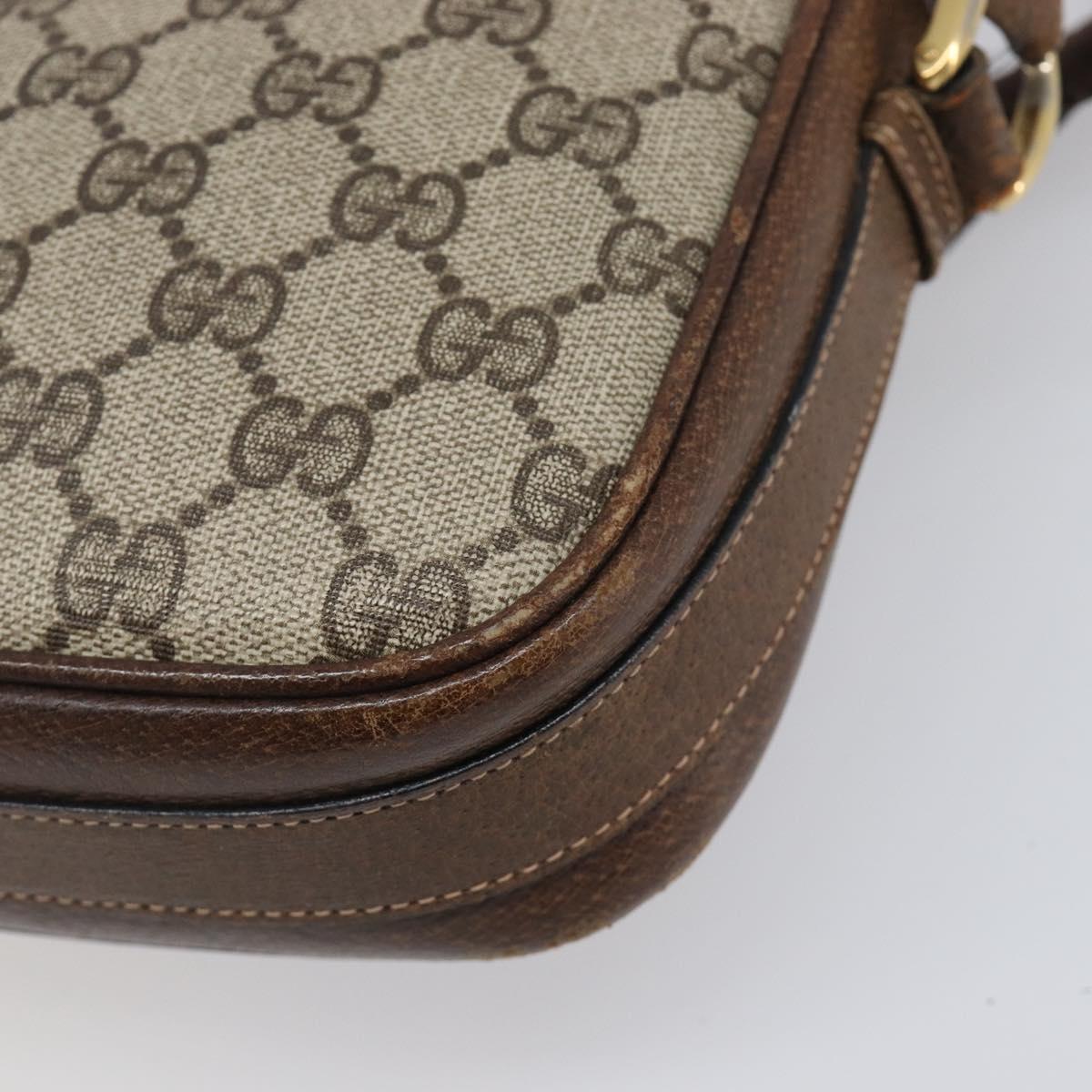 GUCCI GG Supreme Shoulder Bag PVC Leather Beige Gold Tone Auth ep15669