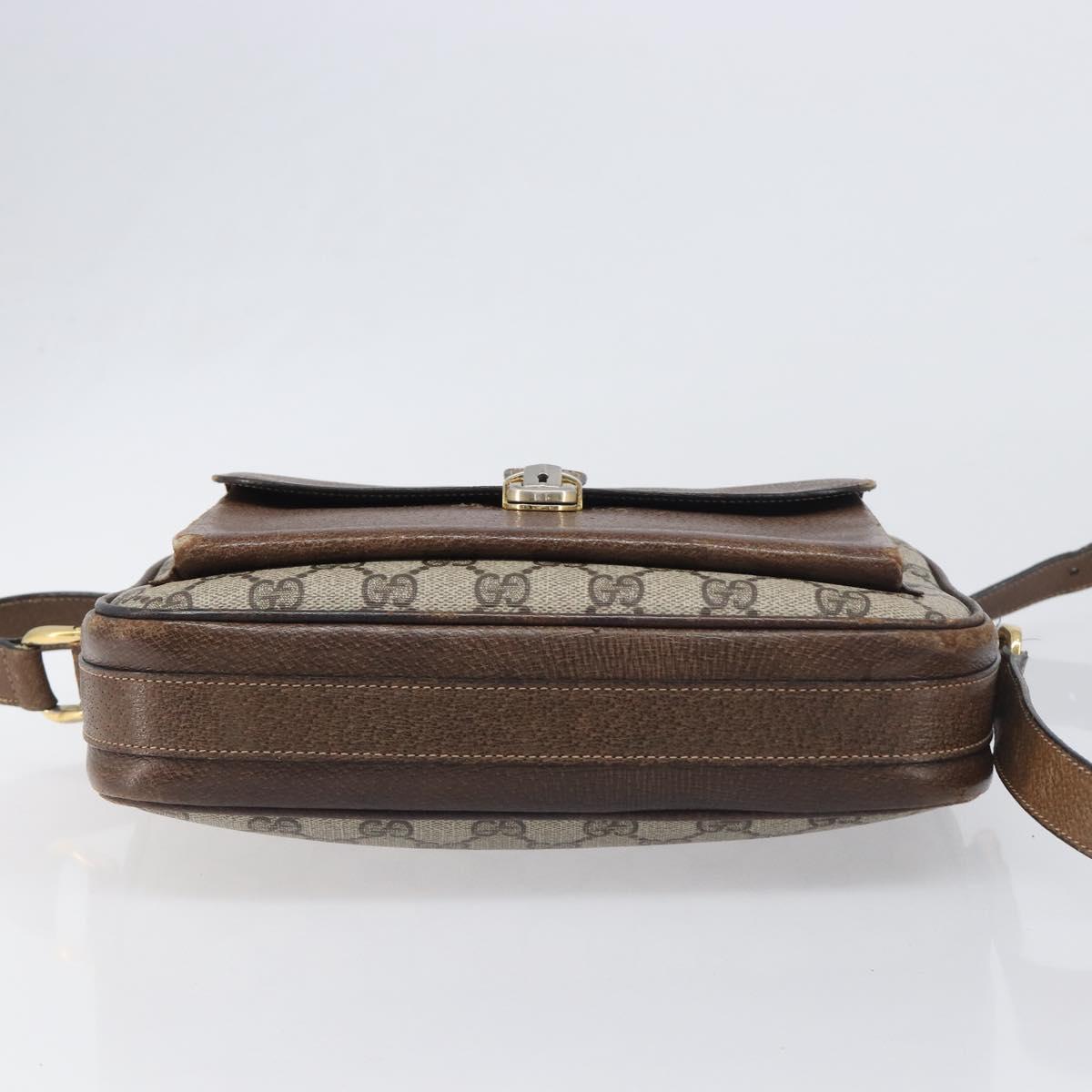 GUCCI GG Supreme Shoulder Bag PVC Leather Beige Gold Tone Auth ep15669