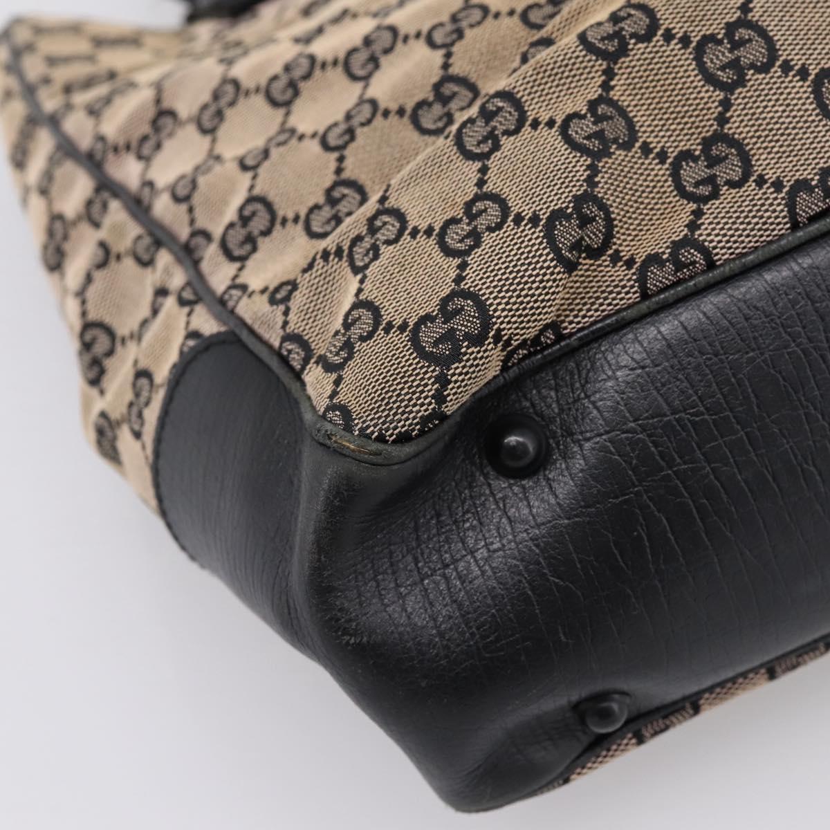 GUCCI GG Canvas Bamboo Hand Bag Beige Black 112530 Auth ep15670