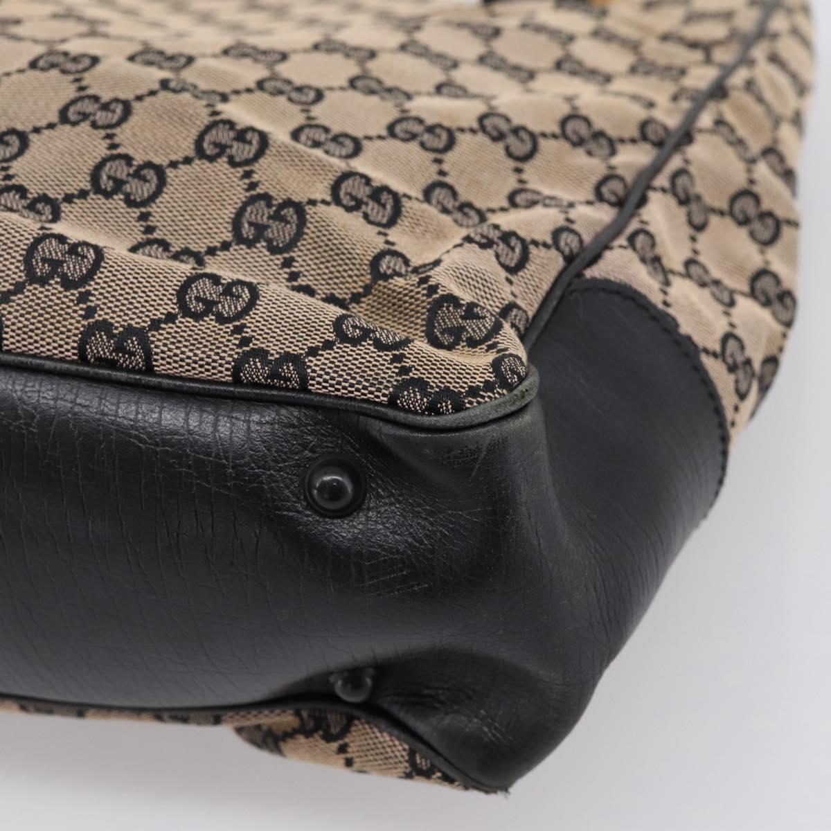 GUCCI GG Canvas Bamboo Hand Bag Beige Black 112530 Auth ep15670