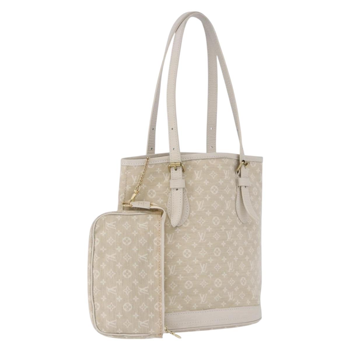 LOUIS VUITTON Monogram Mini Lin Bucket PM Bag White Dunne M95316 Auth ep15674V