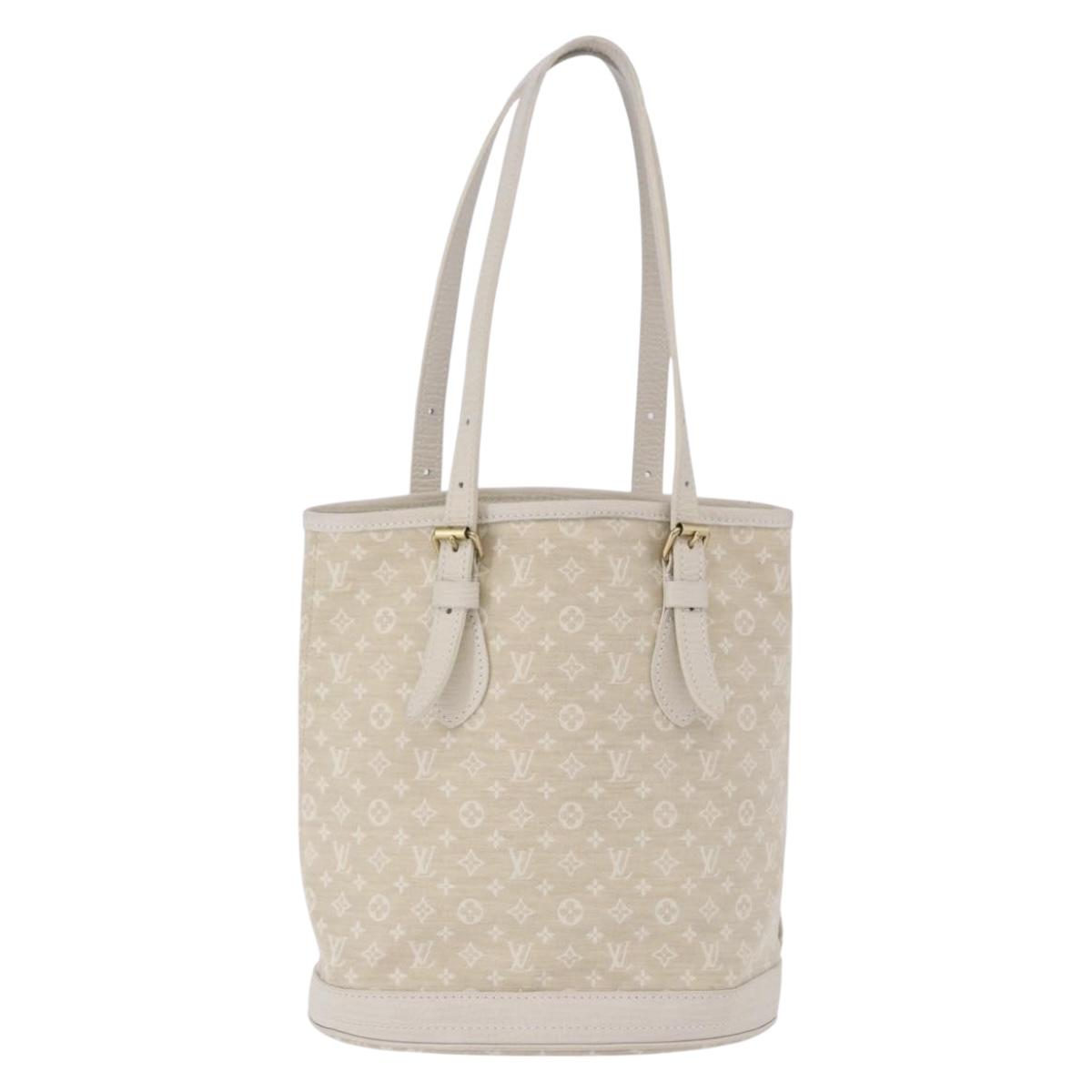 LOUIS VUITTON Monogram Mini Lin Bucket PM Bag White Dunne M95316 Auth ep15674V