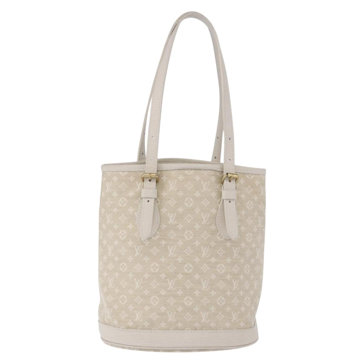 LOUIS VUITTON Monogram Mini Lin Bucket PM Bag White Dunne M95316 Auth ep15674V