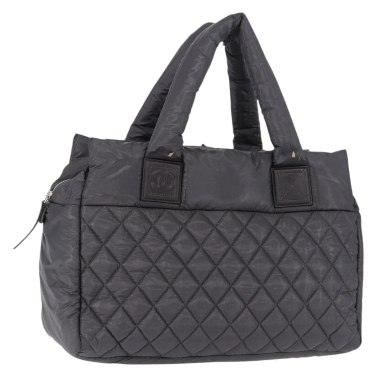 CHANEL Coco Cocoon Tote Bag Nylon Gray CC Auth ep15675A
