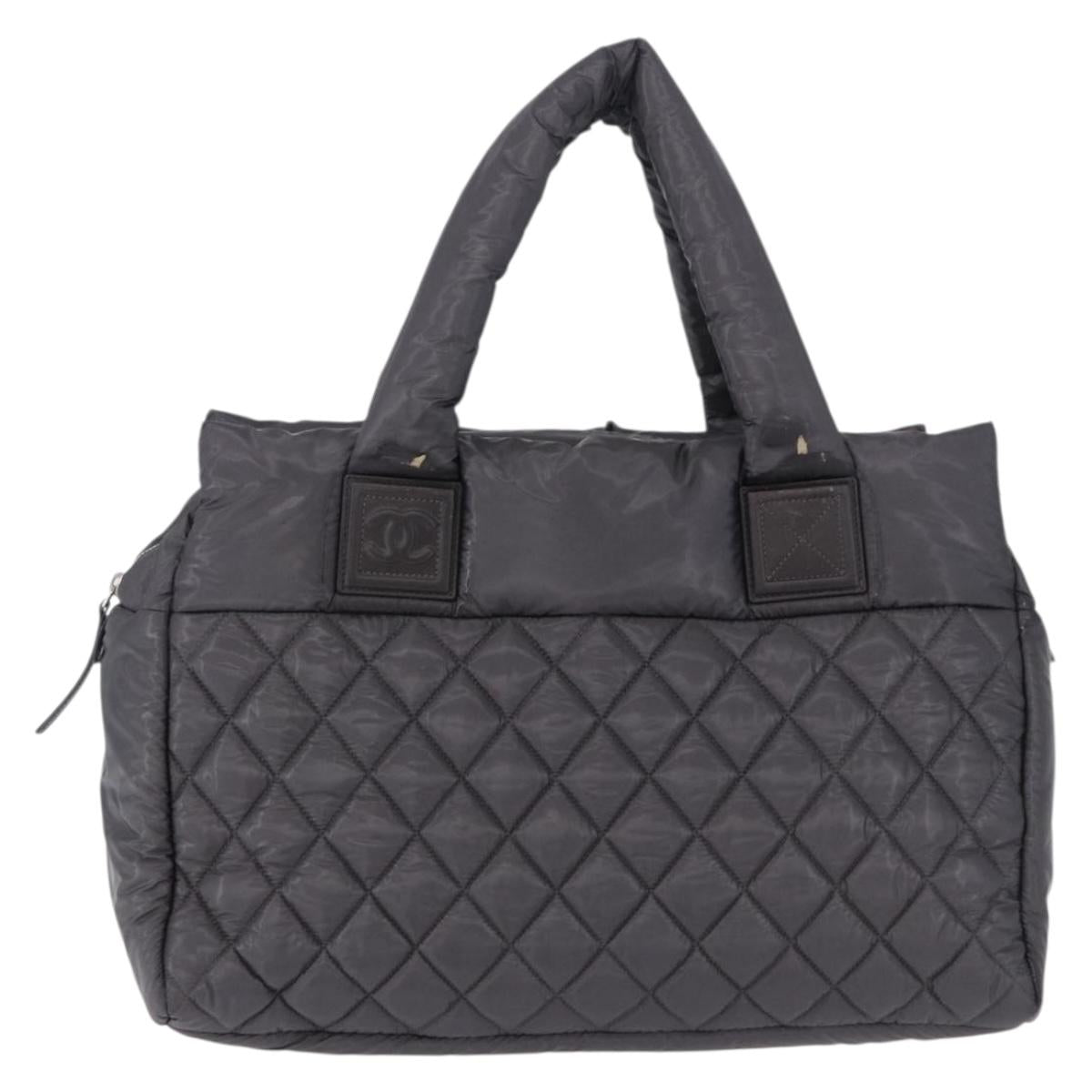 CHANEL Coco Cocoon Tote Bag Nylon Gray CC Auth ep15675A